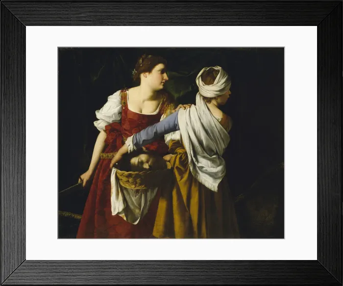 Framed Print : Judith and Her Maidservant with the Head of Holofernes. Artist: Gentileschi, Orazio (1563-1638) Framed Print : Judith and Her Maidservant with the Head of Holofernes. Artist: Gentileschi, Orazio (1563-1638)