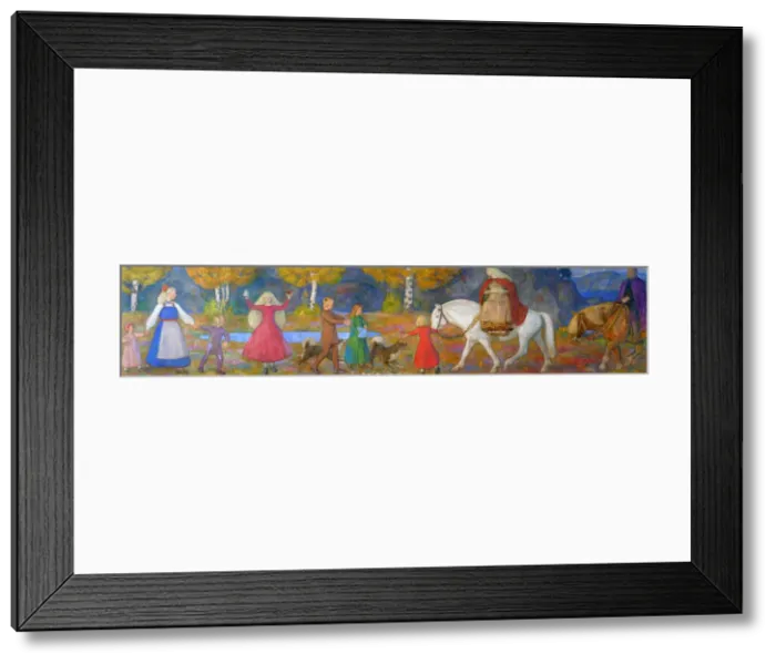 Framed Print : Little Kjersti and Elvenking. Artist: Werenskiold, Erik Theodor (1855-1938) Framed Print : Little Kjersti and Elvenking. Artist: Werenskiold, Erik Theodor (1855-1938)