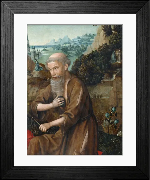 Framed Print : Saint Jerome. Artist: Master of the Legend of Saint Lucy (active 1480-1510) Framed Print : Saint Jerome. Artist: Master of the Legend of Saint Lucy (active 1480-1510)