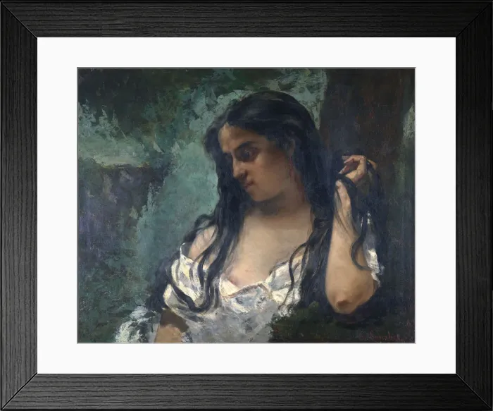 Framed Print : Gypsy in Reflection. Artist: Courbet, Gustave (1819-1877) Framed Print : Gypsy in Reflection. Artist: Courbet, Gustave (1819-1877)