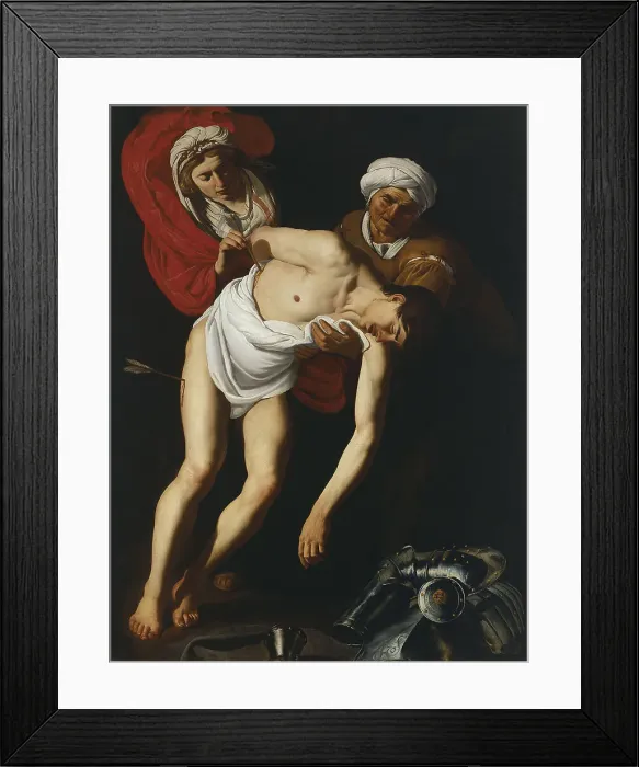 Framed Print : The Saints Sebastian, Irene and her Maid. Artist: Baburen, Dirck (Theodor), van (1595-1624) Framed Print : The Saints Sebastian, Irene and her Maid. Artist: Baburen, Dirck (Theodor), van (1595-1624)
