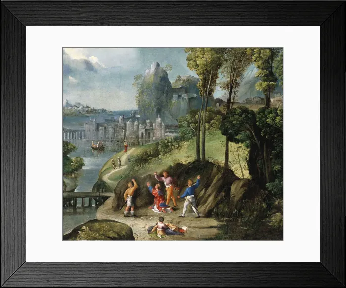 Framed Print : The Stoning of Saint Stephen. Artist: Dossi, Battista (ca 1490-1548) Framed Print : The Stoning of Saint Stephen. Artist: Dossi, Battista (ca 1490-1548)