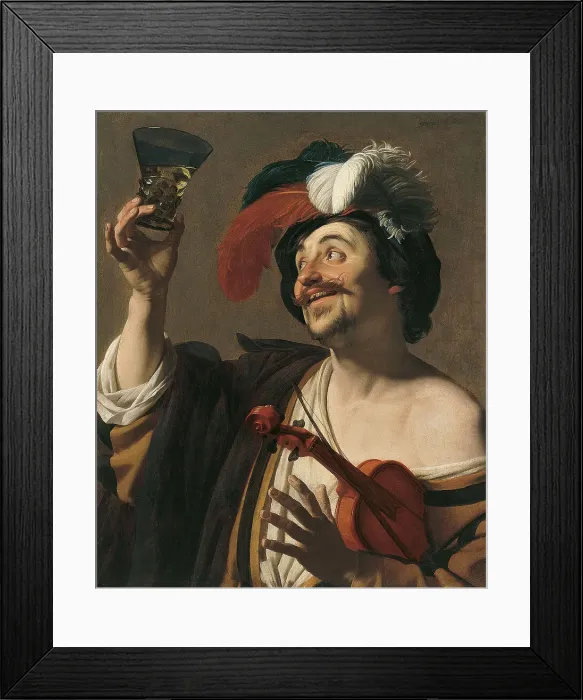 Framed Print : The happy Violinist. Artist: Honthorst, Gerrit, van (1590-1656) Framed Print : The happy Violinist. Artist: Honthorst, Gerrit, van (1590-1656)