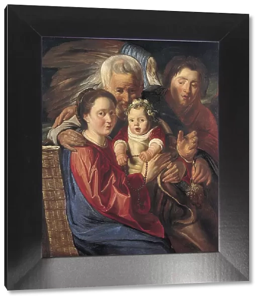 The Holy Family with an Angel. Artist: Jordaens, Jacob (1593-1678)