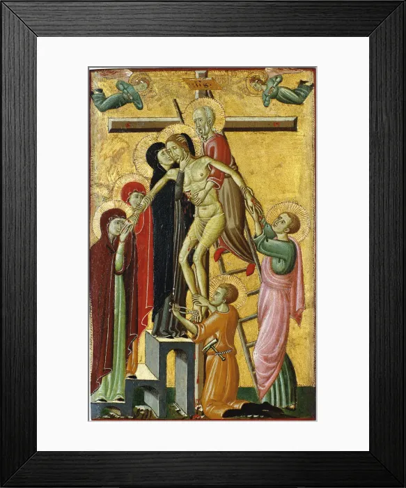 Framed Print : The Descent from the Cross. Artist: Master of Forli (active Early 14th cen. )