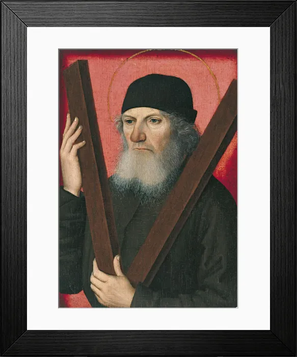 Framed Print : Portrait of a Man as Saint Andrew. Artist: Master of the Magdalen Legend (active ca 1483-1527) Framed Print : Portrait of a Man as Saint Andrew. Artist: Master of the Magdalen Legend (active ca 1483-1527)