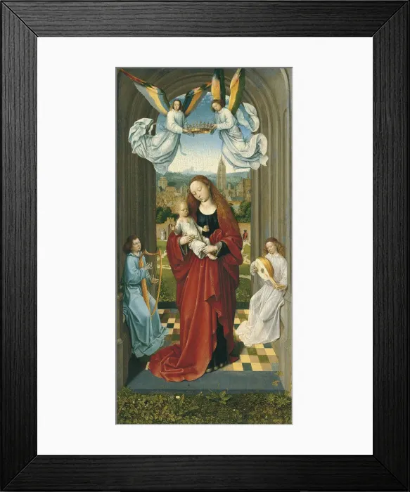 Framed Print : The Virgin and Child between Angels. Artist: Master of the Andre Madonna (active ca 1500) Framed Print : The Virgin and Child between Angels. Artist: Master of the Andre Madonna (active ca 1500)