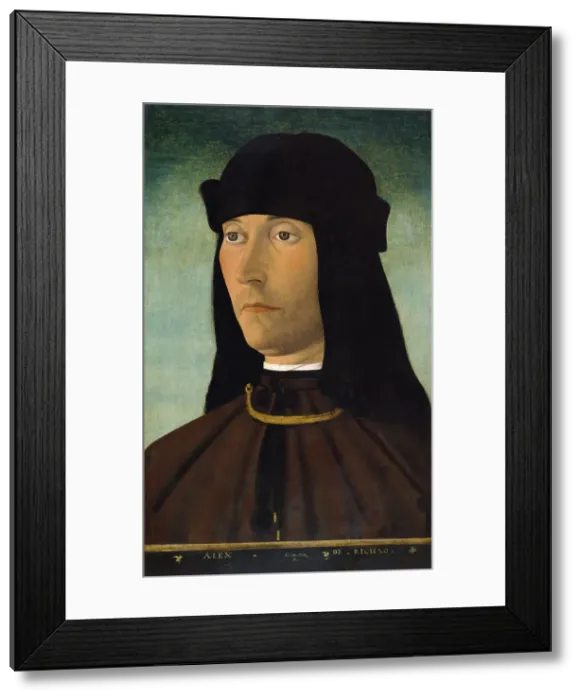 Framed Print : Portrait of Alessandro de Richao. Artist: Mazzola, Filippo (1460-1505) Framed Print : Portrait of Alessandro de Richao. Artist: Mazzola, Filippo (1460-1505)