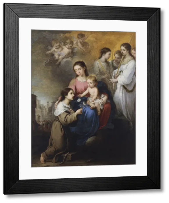 Framed Print : The Virgin and Child with Saint Rose of Viterbo. Artist: Murillo, Bartolome Esteban (1617-1682) Framed Print : The Virgin and Child with Saint Rose of Viterbo. Artist: Murillo, Bartolome Esteban (1617-1682)