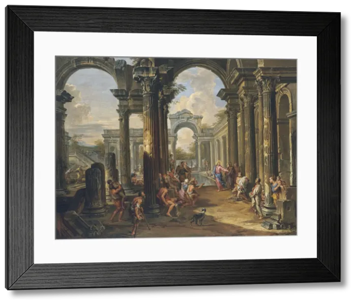 Framed Print : The Pool of Bethesda. Artist: Panini, Giovanni Paolo (1691-1765) Framed Print : The Pool of Bethesda. Artist: Panini, Giovanni Paolo (1691-1765)