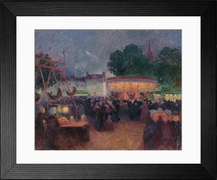 Framed Print : Night Fair at Saint-Pol-de-Leon. Artist: Puigaudeau, Ferdinand Loyen du (1864-1930) Framed Print : Night Fair at Saint-Pol-de-Leon. Artist: Puigaudeau, Ferdinand Loyen du (1864-1930)
