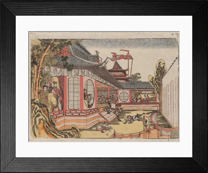 Framed Print : Fan Kuai and the Banquet at Hongmen (Hankai Komon no kai no zu). Artist: Hokusai, Katsushika (1760-1849) Framed Print : Fan Kuai and the Banquet at Hongmen (Hankai Komon no kai no zu). Artist: Hokusai, Katsushika (1760-1849)
