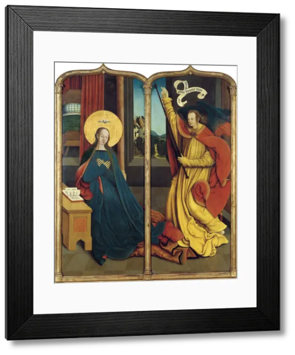 Framed Print : The Annunciation. Artist: Strigel, Bernhard (ca 1460-1528) Framed Print : The Annunciation. Artist: Strigel, Bernhard (ca 1460-1528)