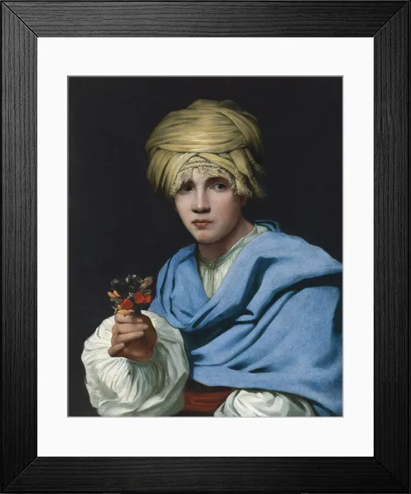 Framed Print : Boy in a Turban holding a Nosegay. Artist: Sweerts, Michiel (1618-1664) Framed Print : Boy in a Turban holding a Nosegay. Artist: Sweerts, Michiel (1618-1664)