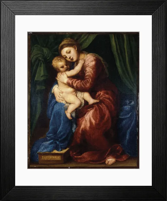 Framed Print : The Virgin and Child. Artist: Titian (1488-1576) Framed Print : The Virgin and Child. Artist: Titian (1488-1576)