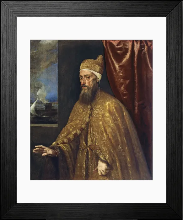 Framed Print : Portrait of Doge Francesco Venier. Artist: Titian (1488-1576)