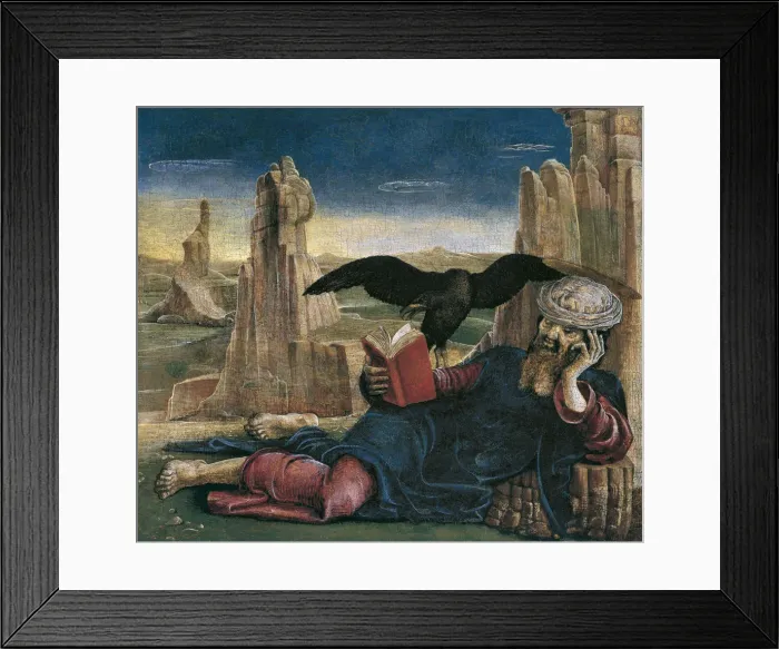 Framed Print : Saint John the Evangelist on Patmos. Artist: Tura, Cosimo (before 1431-1495) Framed Print : Saint John the Evangelist on Patmos. Artist: Tura, Cosimo (before 1431-1495)