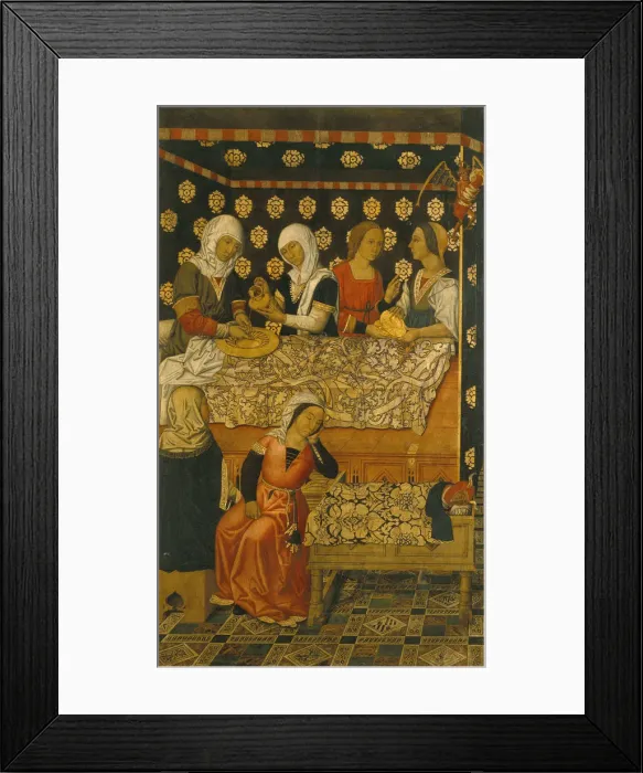Framed Print : The Birth of Saint Stephen. Artist: Vergos Family (active End of 15th cen. y) Framed Print : The Birth of Saint Stephen. Artist: Vergos Family (active End of 15th cen. y)