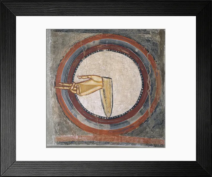 Framed Print : The Hand of God (from Sant Climent de Taull). Artist: Master of Tahull (Master of Sant Climent de Taull) (active 12th century) Framed Print : The Hand of God (from Sant Climent de Taull). Artist: Master of Tahull (Master of Sant Climent de Taull) (active 12th century)