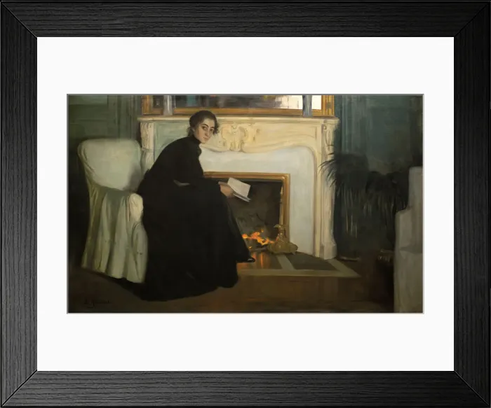 Framed Print : Romantic Novel. Artist: Rusinol, Santiago (1861-1931)