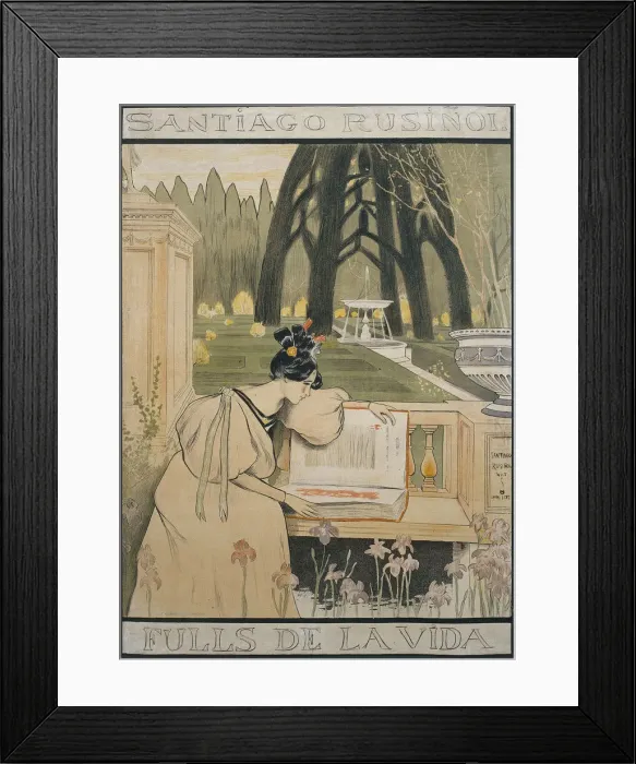 Framed Print : Fulls de la vida (Poster). Artist: Rusinol, Santiago (1861-1931) Framed Print : Fulls de la vida (Poster). Artist: Rusinol, Santiago (1861-1931)