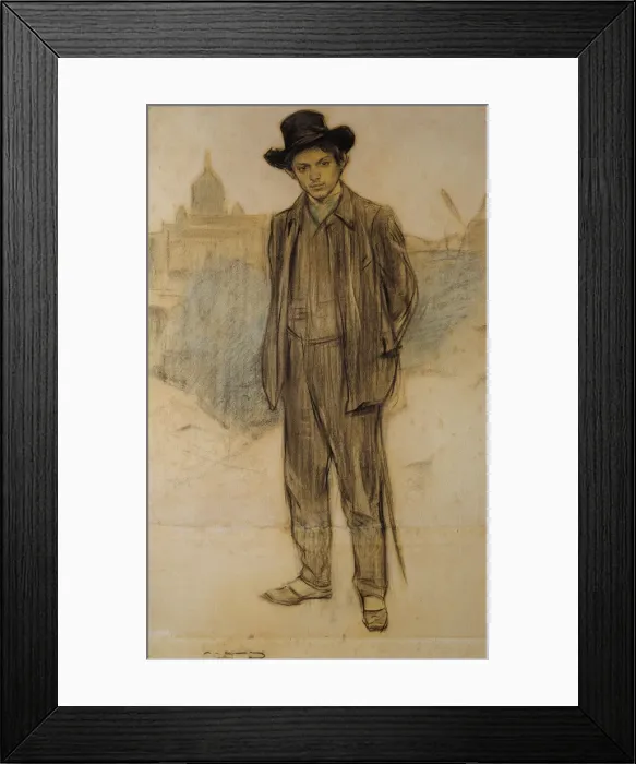 Framed Print : Portrait of Pablo Picasso. Artist: Casas, Ramon (1866-1932) Framed Print : Portrait of Pablo Picasso. Artist: Casas, Ramon (1866-1932)