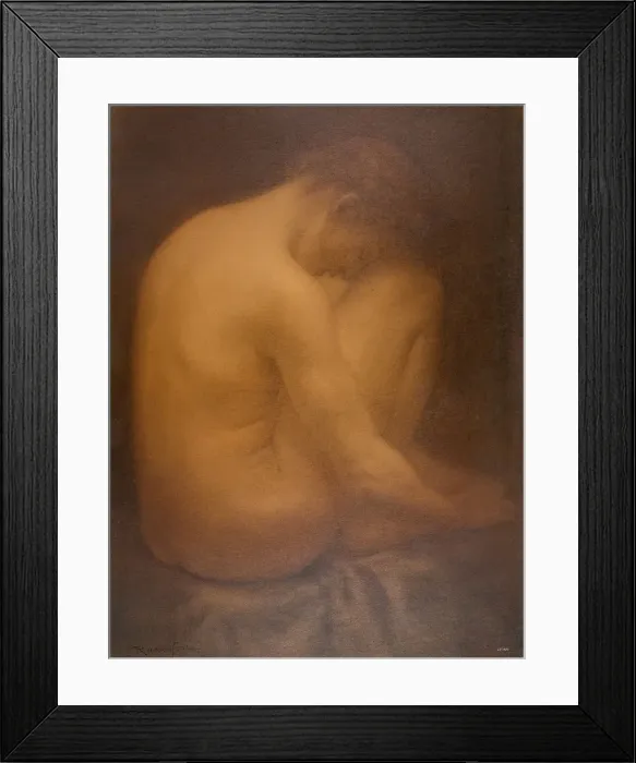Framed Print : Male Nude Seated. Artist: Rassenfosse, Armand (1862-1934) Framed Print : Male Nude Seated. Artist: Rassenfosse, Armand (1862-1934)