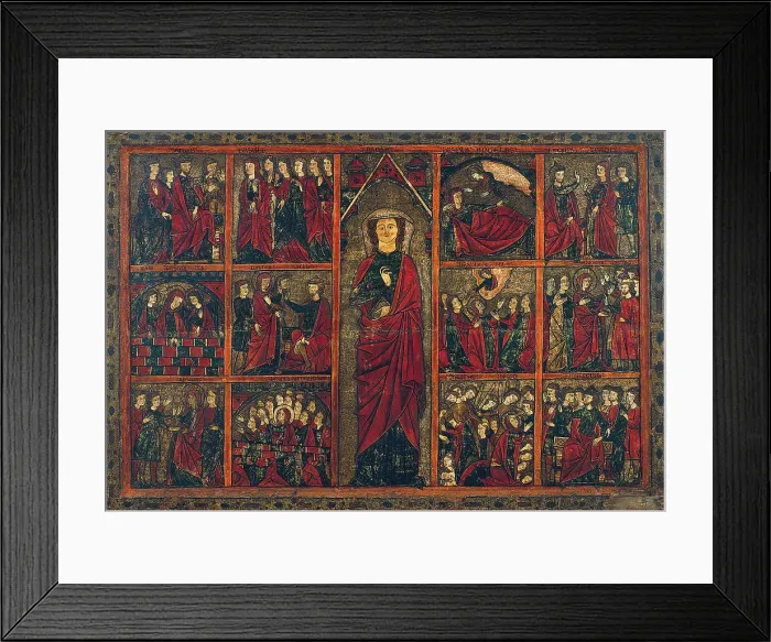 Framed Print : Saint Ursula with Scenes from her Life. Artist: Master of Bierge (active ca 1285-1300) Framed Print : Saint Ursula with Scenes from her Life. Artist: Master of Bierge (active ca 1285-1300)