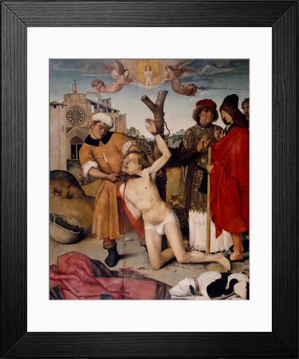 Framed Print : The Martyrdom of Saint Cucuphas. Artist: Bru, Aine (active 16th century) Framed Print : The Martyrdom of Saint Cucuphas. Artist: Bru, Aine (active 16th century)