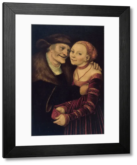 Framed Print : The Unequal Couple. Artist: Cranach, Lucas, the Elder (1472-1553) Framed Print : The Unequal Couple. Artist: Cranach, Lucas, the Elder (1472-1553)
