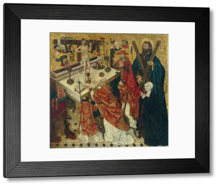 Framed Print : The Mass of Saint Gregory the Great. Artist: Cruz, Diego de la (active 1482-1500) Framed Print : The Mass of Saint Gregory the Great. Artist: Cruz, Diego de la (active 1482-1500)