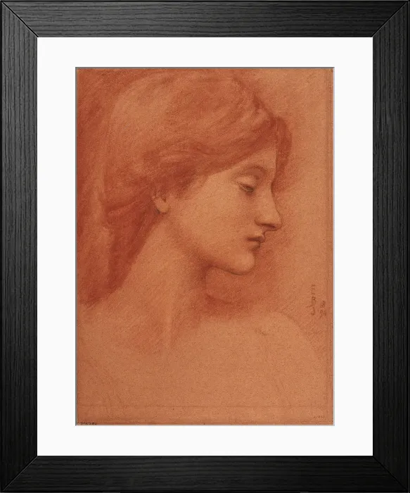 Framed Print : Female Head. Artist: Burne-Jones, Sir Edward Coley (1833-1898) Framed Print : Female Head. Artist: Burne-Jones, Sir Edward Coley (1833-1898)