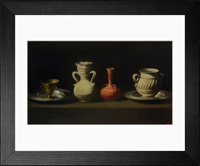 Framed Print : Still Life with Four Vessels. Artist: Zurbaran, Francisco, de (1598-1664) Framed Print : Still Life with Four Vessels. Artist: Zurbaran, Francisco, de (1598-1664)