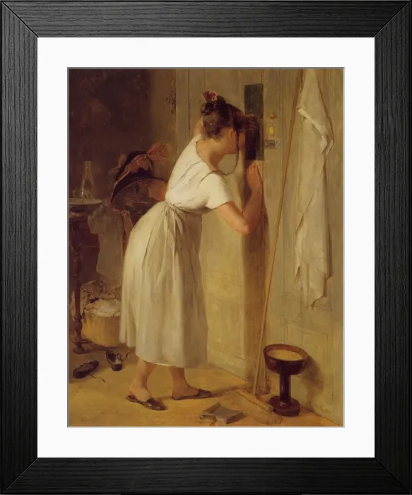 Framed Print : Sneaking a peek. Artist: Fendi, Peter (1796-1842) Framed Print : Sneaking a peek. Artist: Fendi, Peter (1796-1842)