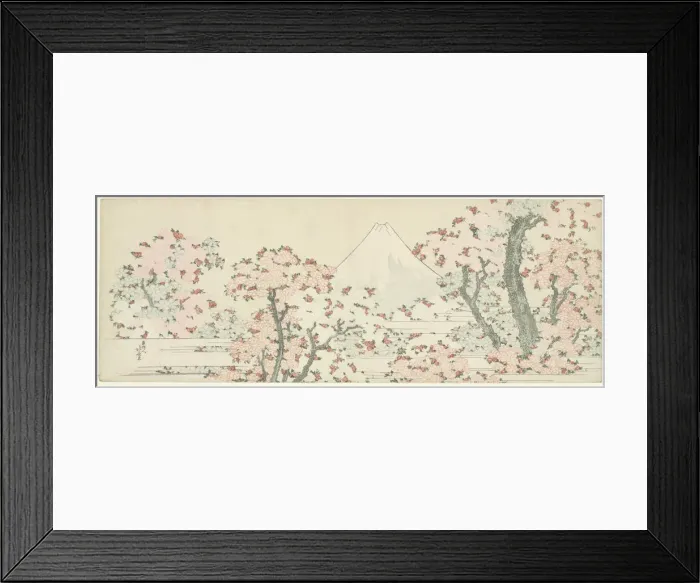 Framed Print : The Mount Fuji with Cherry Trees in Bloom. Artist: Hokusai, Katsushika (1760-1849) Framed Print : The Mount Fuji with Cherry Trees in Bloom. Artist: Hokusai, Katsushika (1760-1849)