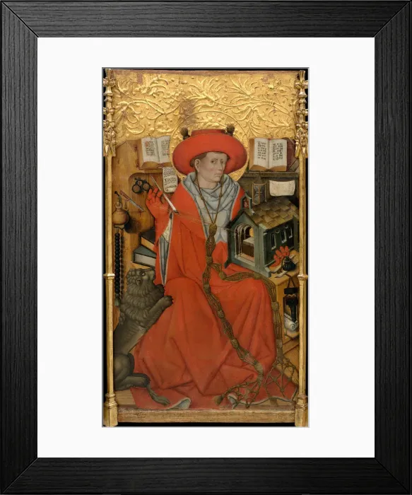 Framed Print : Saint Jerome in his Study. Artist: Ferrer, Jaume (active 1430-1461) Framed Print : Saint Jerome in his Study. Artist: Ferrer, Jaume (active 1430-1461)