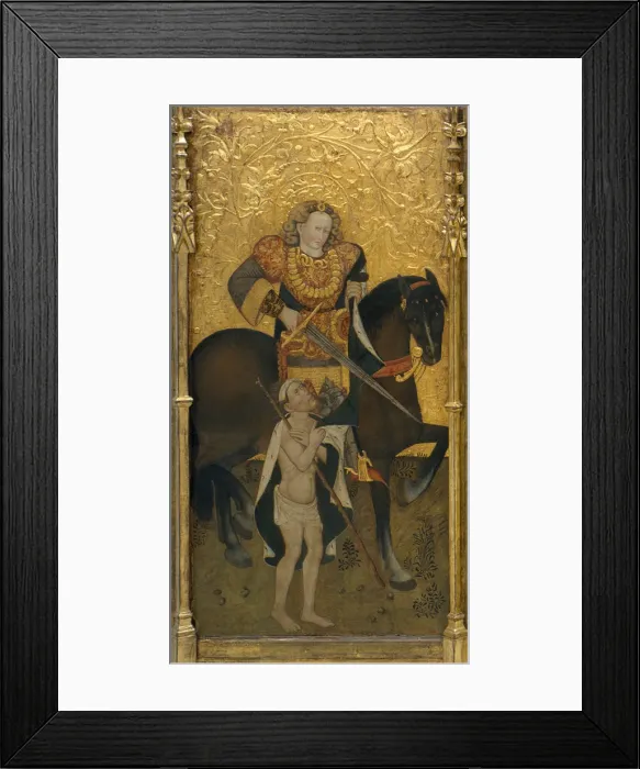 Framed Print : Saint Martin Sharing his Cloak. Artist: Ferrer, Jaume (active 1430-1461) Framed Print : Saint Martin Sharing his Cloak. Artist: Ferrer, Jaume (active 1430-1461)