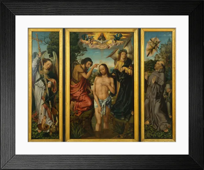 Framed Print : Triptych of the Baptism of Christ. Artist: Master of Frankfurt (1460-ca. 1533) Framed Print : Triptych of the Baptism of Christ. Artist: Master of Frankfurt (1460-ca. 1533)