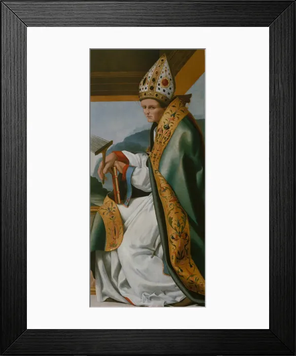 Framed Print : Saint Blaise. Artist: Fernandez, Pere (active 1517-1521) Framed Print : Saint Blaise. Artist: Fernandez, Pere (active 1517-1521)