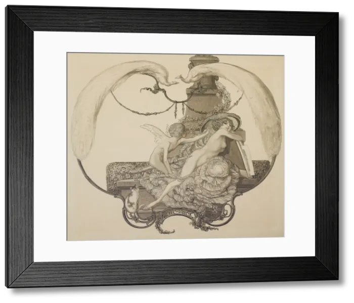 Framed Print : Design for a bookplate. Artist: Bayros, Franz von (1866-1924) Framed Print : Design for a bookplate. Artist: Bayros, Franz von (1866-1924)