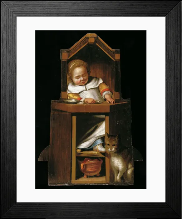 Framed Print : Sleeping baby in highchair. Artist: Verspronck, Johannes Cornelisz. (1600 / 3-1662) Framed Print : Sleeping baby in highchair. Artist: Verspronck, Johannes Cornelisz. (1600 / 3-1662)