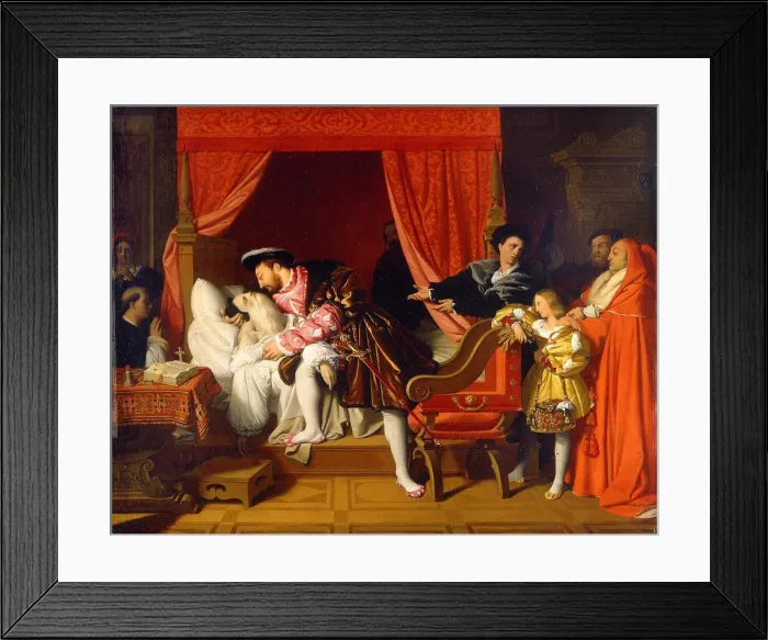 Framed Print : Francis I Receives the Last Breaths of Leonardo da Vinci. Artist: Ingres, Jean Auguste Dominique (1780-1867) Framed Print : Francis I Receives the Last Breaths of Leonardo da Vinci. Artist: Ingres, Jean Auguste Dominique (1780-1867)