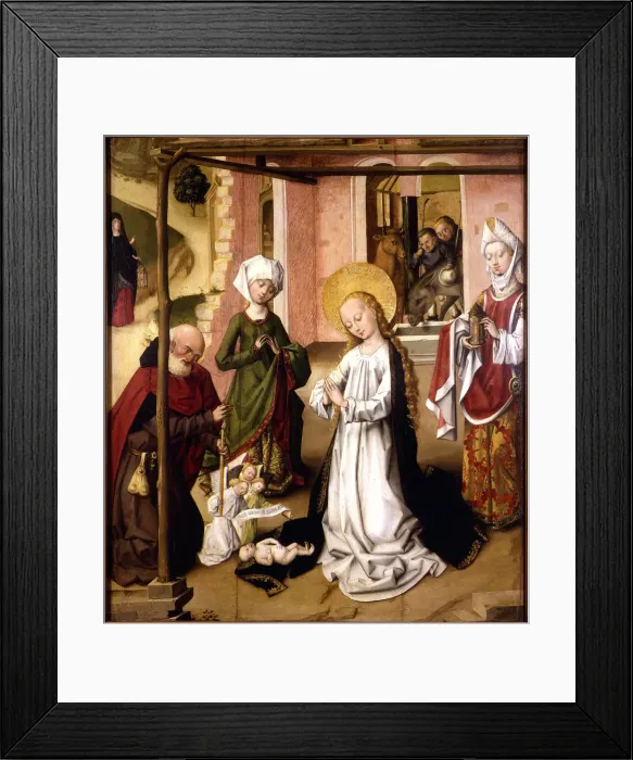 Framed Print : The Adoration of the Christ Child. Artist: Master of the Saint Bartholomew Altarpiece (active 1475-1510) Framed Print : The Adoration of the Christ Child. Artist: Master of the Saint Bartholomew Altarpiece (active 1475-1510)