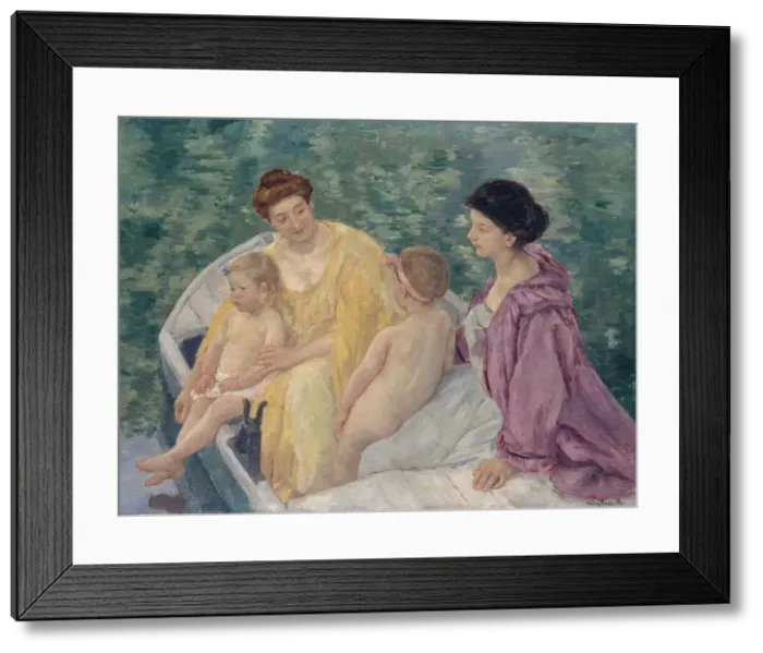 Framed Print : Le Bain (Two mothers and their children in a boat). Artist: Cassatt, Mary (1845-1926) Framed Print : Le Bain (Two mothers and their children in a boat). Artist: Cassatt, Mary (1845-1926)