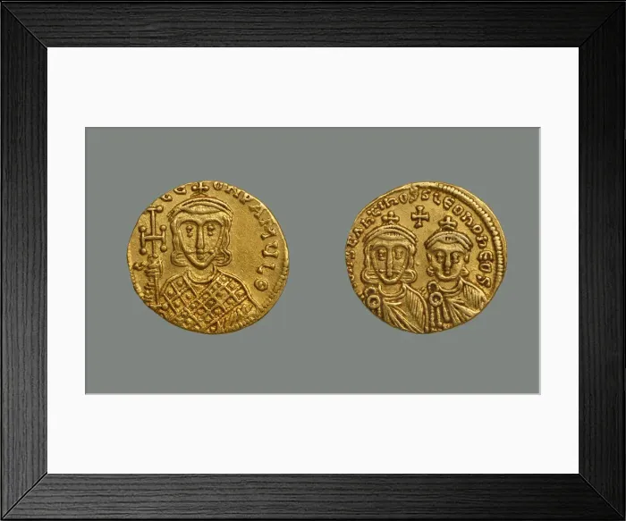 Framed Print : Solidus of Emperor Constantine V (751-775). Artist: Numismatic, Ancient Coins Framed Print : Solidus of Emperor Constantine V (751-775). Artist: Numismatic, Ancient Coins