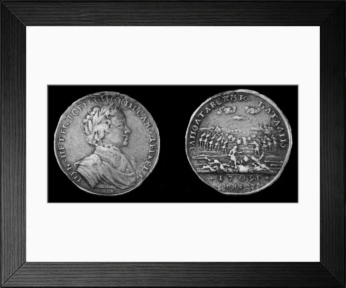 Framed Print : Medal for the Battle of Poltava. Artist: Orders, decorations and medals Framed Print : Medal for the Battle of Poltava. Artist: Orders, decorations and medals