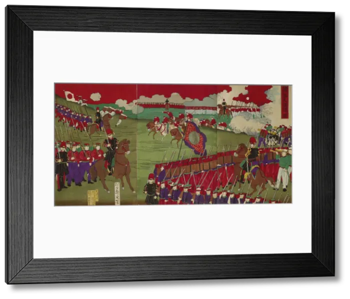 Framed Print : The Great Training Maneuvers by Various Army Corps (Shotai dai choren no zu). Artist: Chikanobu, Toyohara (1838?1912) Framed Print : The Great Training Maneuvers by Various Army Corps (Shotai dai choren no zu). Artist: Chikanobu, Toyohara (1838?1912)