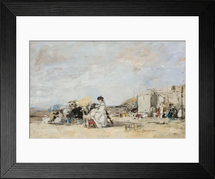 Framed Print : Lady in white on the beach at Trouville. Artist: Boudin, Eugene-Louis (1824-1898) Framed Print : Lady in white on the beach at Trouville. Artist: Boudin, Eugene-Louis (1824-1898)
