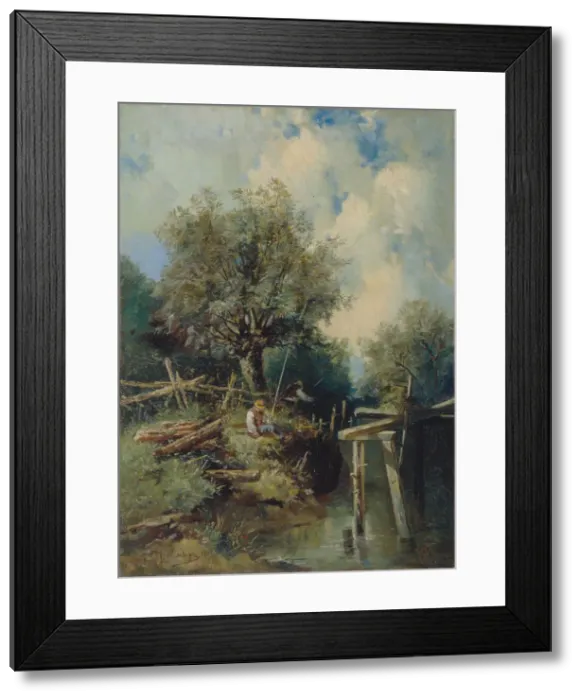 Framed Print : Fishermen. Artist: Klever, Juli Julievich (Julius), von (1850-1924) Framed Print : Fishermen. Artist: Klever, Juli Julievich (Julius), von (1850-1924)