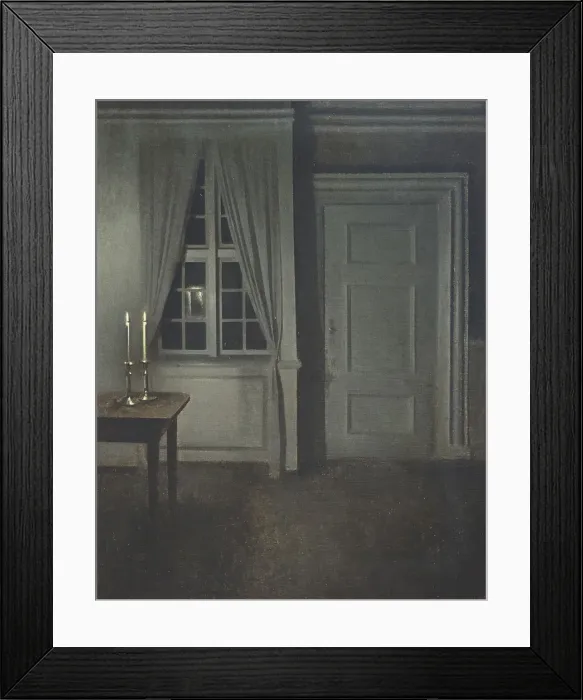 Framed Print : Interior with Two Candles. Artist: Hammershoi, Vilhelm (1864-1916) Framed Print : Interior with Two Candles. Artist: Hammershoi, Vilhelm (1864-1916)